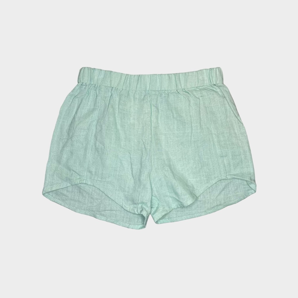 Cheeky Plum Mint Linen Pull On Shorts